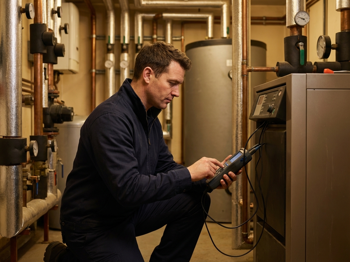 Engineer carrying out a boiler service